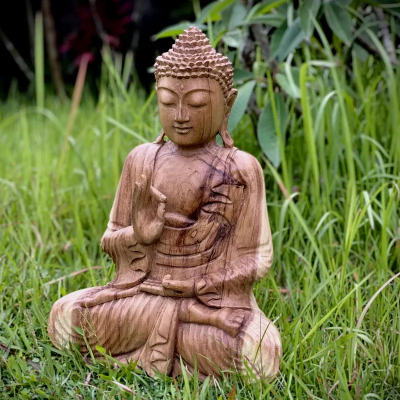 Hand-carved Buddha Statue - Meditation Pose